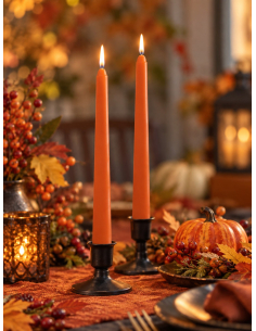 Lot de 2 bougies flambeaux orange Sienna 25 cm – Halloween & automne