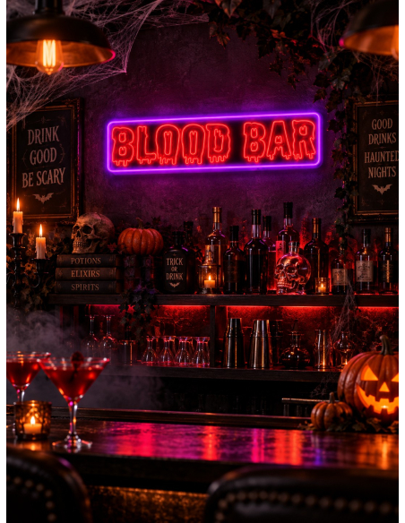 Enseigne néon Blood Bar – décoration bar Halloween
