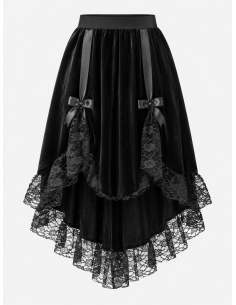 Jupe gothique victorienne asymétrique en velours et dentelle – Femme face