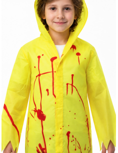Déguisement Halloween enfant jaune sanglant à capuche 2
