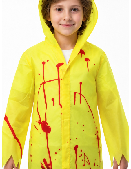 Déguisement Halloween enfant jaune sanglant à capuche
