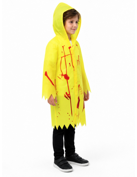 Déguisement Halloween enfant jaune sanglant à capuche