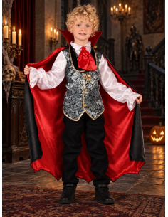 Déguisement vampire Dracula garçon avec cape rouge et noire