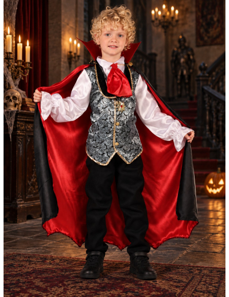Déguisement vampire Dracula garçon avec cape rouge et noire