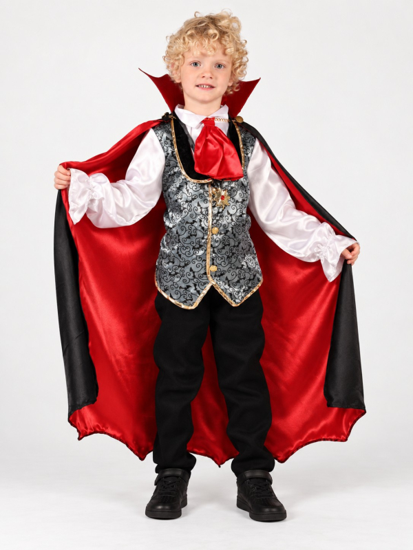Déguisement vampire Dracula garçon avec cape rouge et noire
