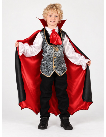Déguisement vampire Dracula garçon avec cape rouge et noire
