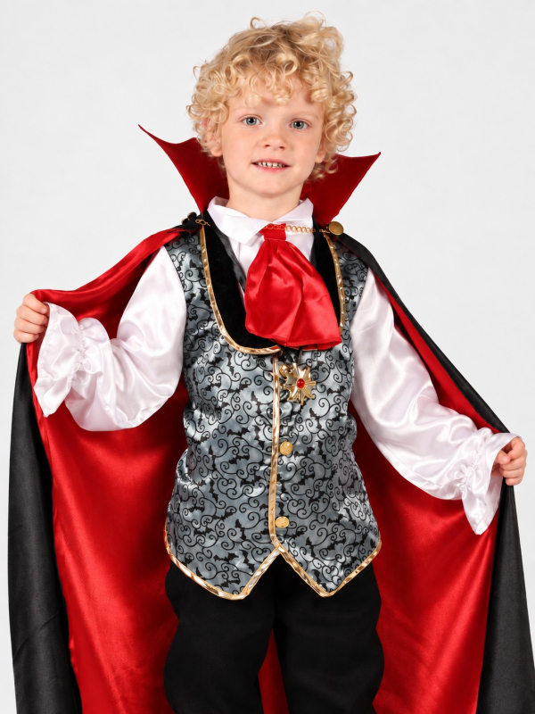 Déguisement vampire Dracula garçon avec cape rouge et noire