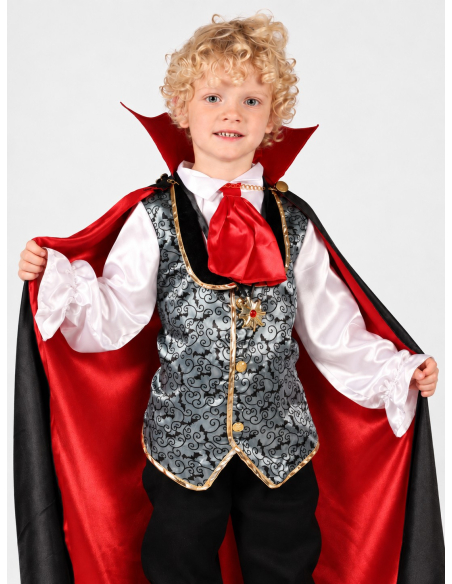 Déguisement vampire Dracula garçon avec cape rouge et noire