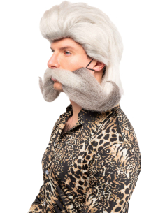 Moustache grise géante recourbée avec élastique – Déguisement homme 2