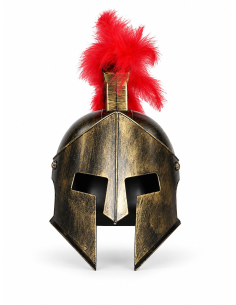 Casque de gladiateur romain adulte à crête rouge – effet bronze antique 2