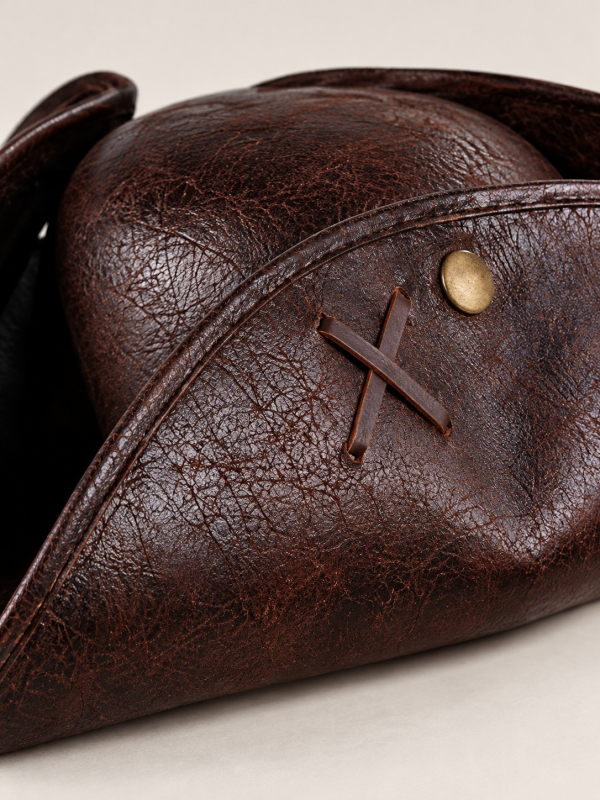 Chapeau tricorne pirate adulte marron aspect...