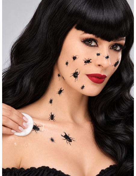 Tatouages temporaires insectes Halloween – 18 transferts noirs Smiffys