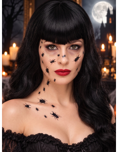 Tatouages temporaires insectes Halloween – 18 transferts noirs Smiffys
