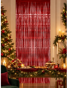 Rideau scintillant rouge métallisé 91 x 244 cm – Déco de salle