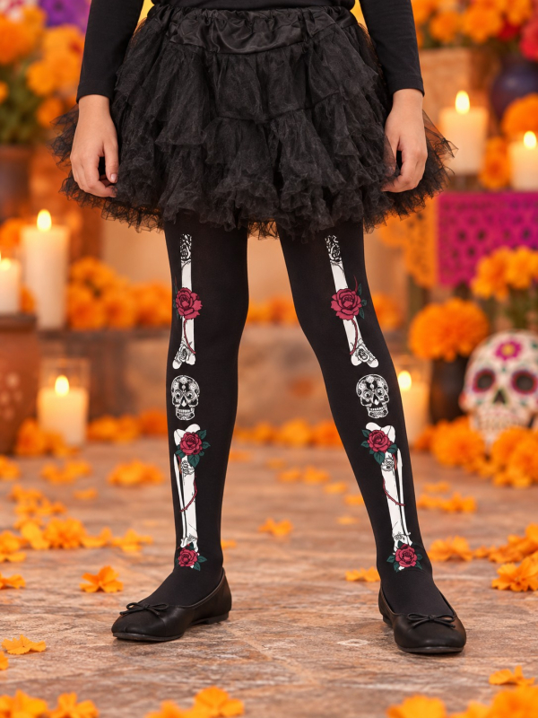 Collants Dia de los Muertos enfant – 6 à 12 ans