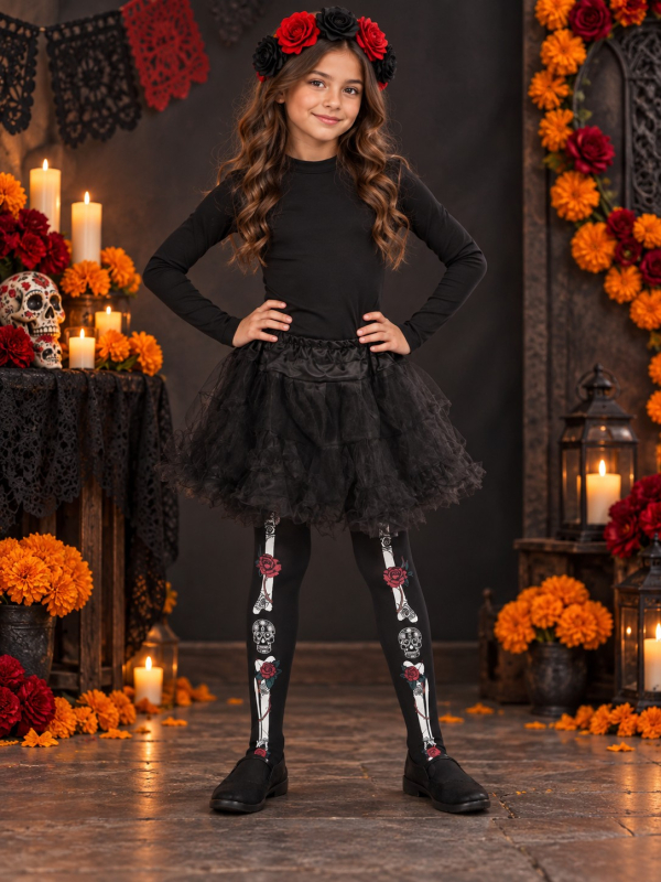 Collants Dia de los Muertos enfant – 6 à 12 ans