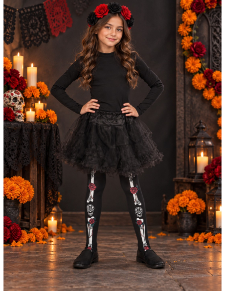 Collants Dia de los Muertos enfant – 6 à 12 ans