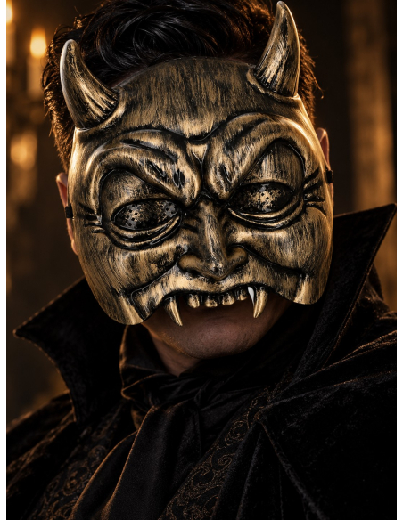 Masque diable bronze adulte – Halloween et bal masqué