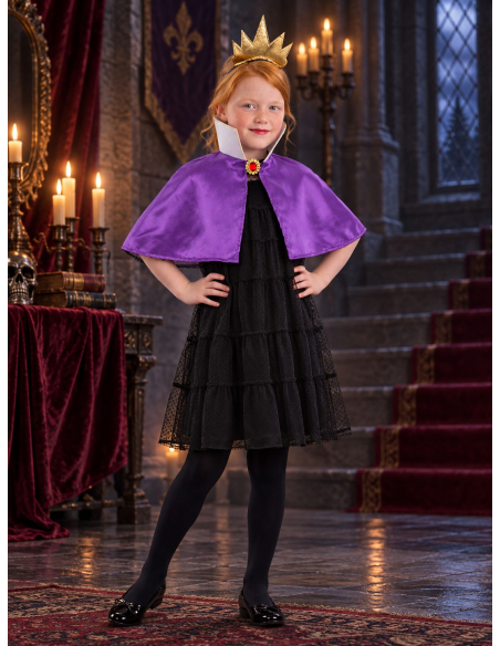 Kit reine maléfique fille avec cape violette et couronne