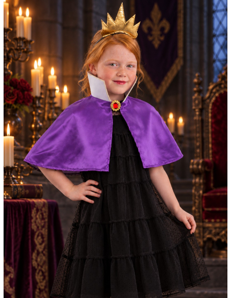 Kit reine maléfique fille avec cape violette et couronne