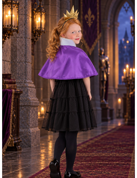 Kit reine maléfique fille avec cape violette et couronne