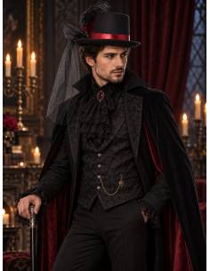 Chapeau haut-de-forme vampire avec voile et plumes – femme 2
