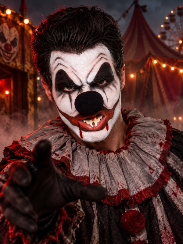 Kit maquillage clown tueur avec faux sang et accessoires