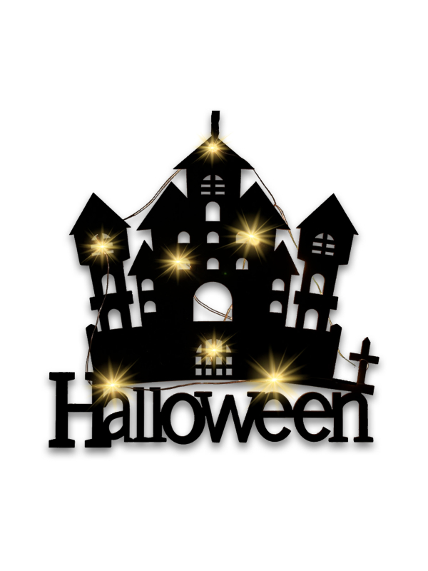 Maison hantée lumineuse à suspendre 20 x 19 cm – Déco Halloween
