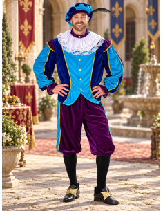 Déguisement Renaissance homme bleu et violet – 4 pièces