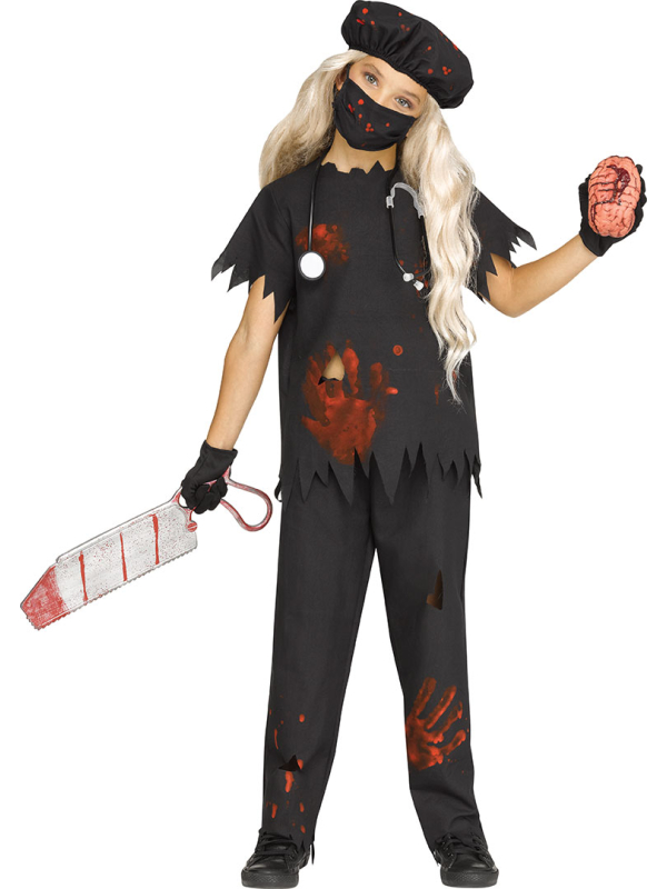 Déguisement docteur tueur enfant Halloween – 5 pièces face
