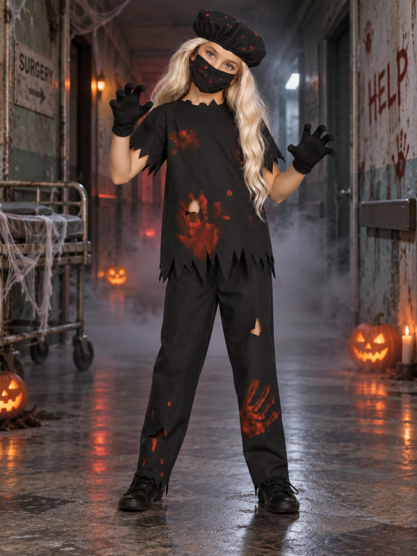 Déguisement docteur tueur enfant Halloween – 5 pièces face