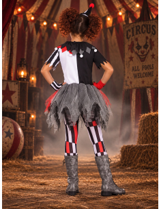 Déguisement clown maléfique fille Halloween – 5 pièces face 2