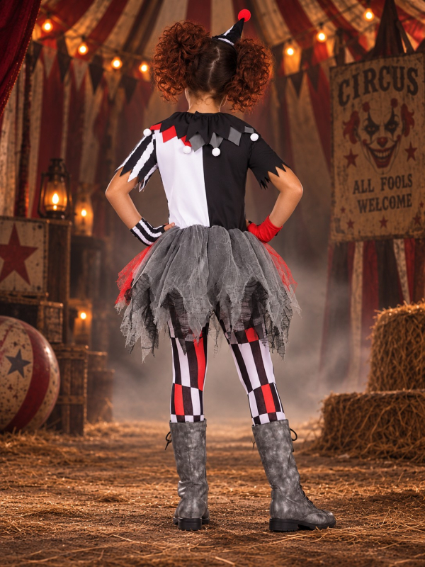 Déguisement clown maléfique fille Halloween – 5 pièces dos