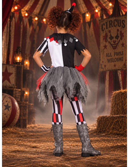 Déguisement clown maléfique fille Halloween – 5 pièces dos