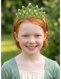 Couronne verte et dorée enfant avec strass – Tiare princesse