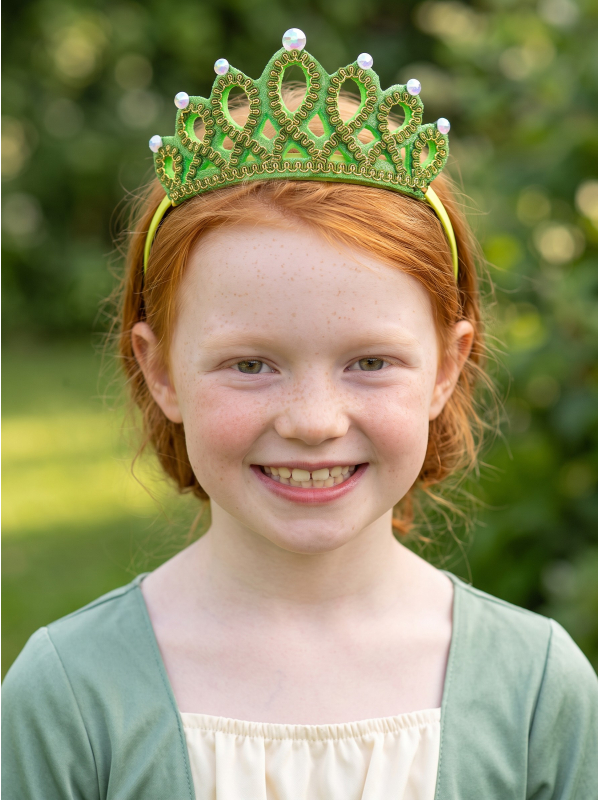 Couronne verte et dorée enfant avec strass – Tiare princesse