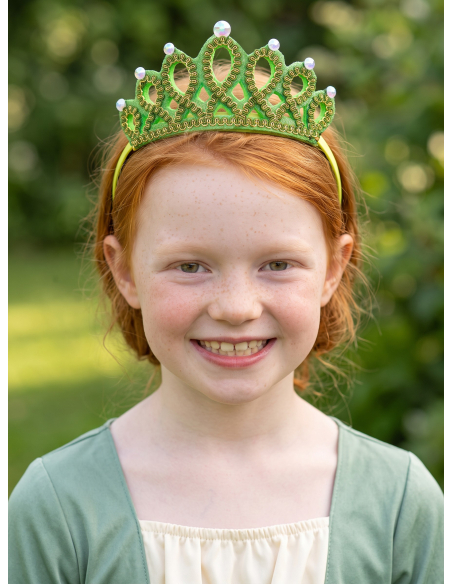 Couronne verte et dorée enfant avec strass – Tiare princesse