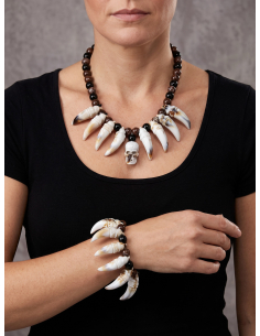Bijoux vaudou Halloween – Collier et bracelet effet ivoire