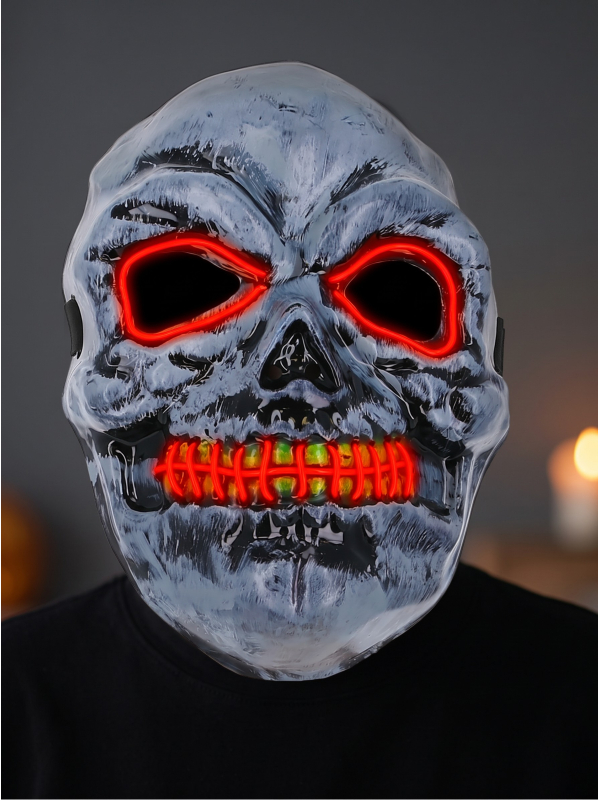 Masque squelette lumineux rouge adulte – Halloween