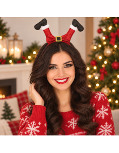 Serre-tête jambes de Père Noël rouge à paillettes 2