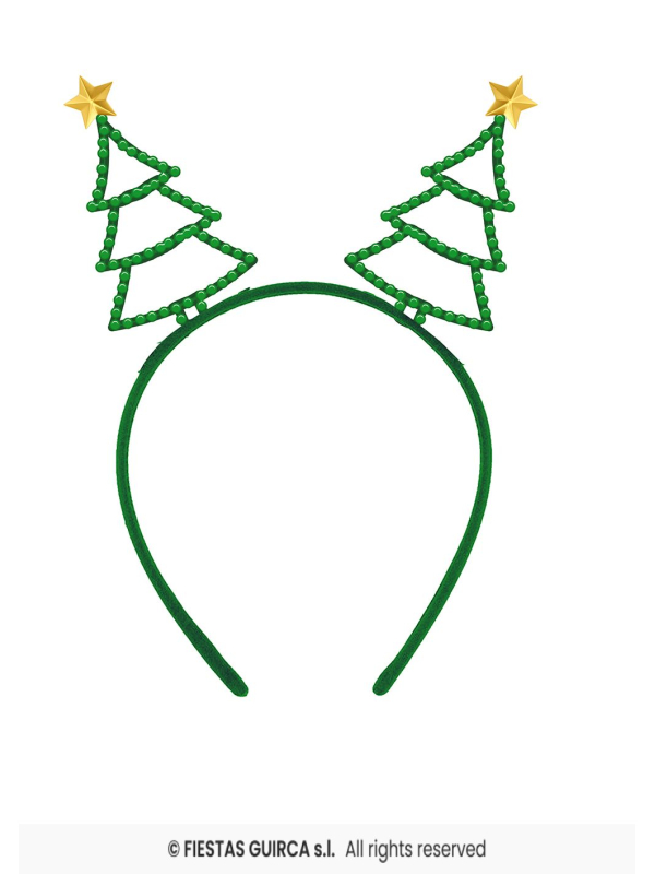 Serre-tête sapins de Noël verts avec étoiles dorées