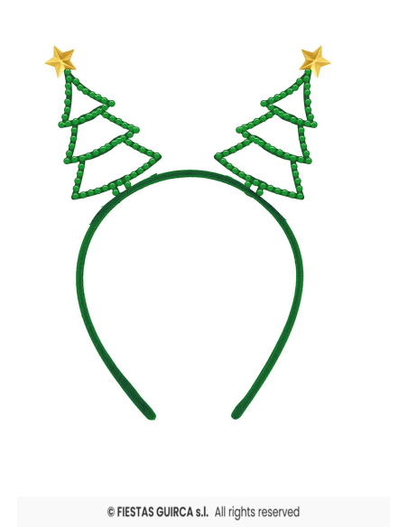 Serre-tête sapins de Noël verts avec étoiles dorées