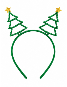 Serre-tête sapins de Noël verts avec étoiles dorées