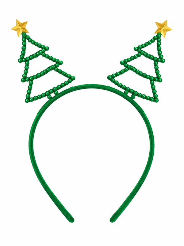 Serre-tête sapins de Noël verts avec étoiles dorées