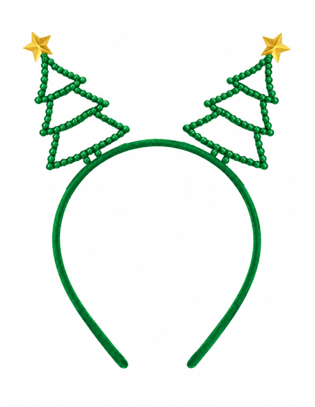 Serre-tête sapins de Noël verts avec étoiles dorées