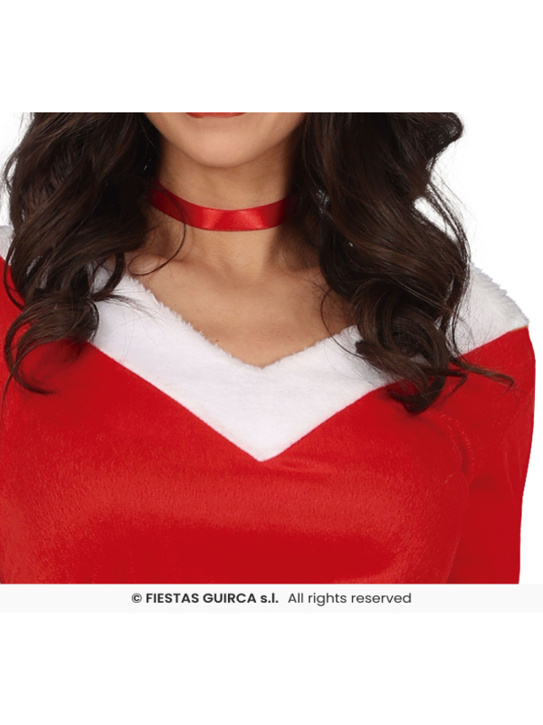 Déguisement Mère Noël femme – Robe rouge asymétrique, ceinture et bonnet