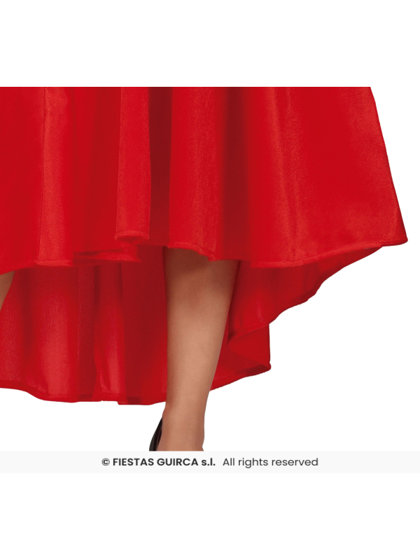 Déguisement Mère Noël femme – Robe rouge asymétrique, ceinture et bonnet