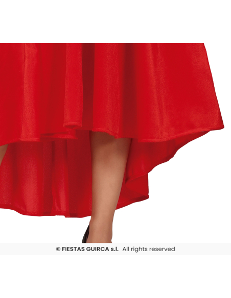 Déguisement Mère Noël femme – Robe rouge asymétrique, ceinture et bonnet