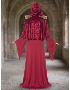Déguisement médiéval femme rouge à capuche 2