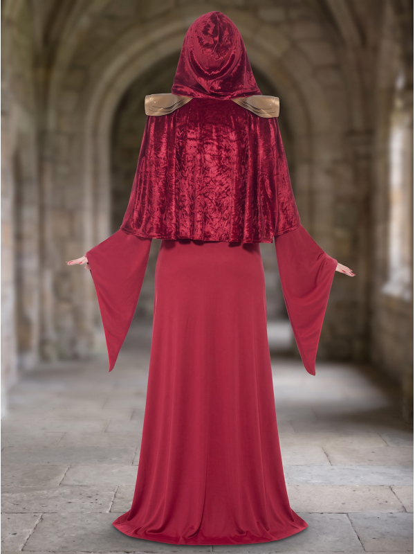 Déguisement médiéval femme rouge à capuche